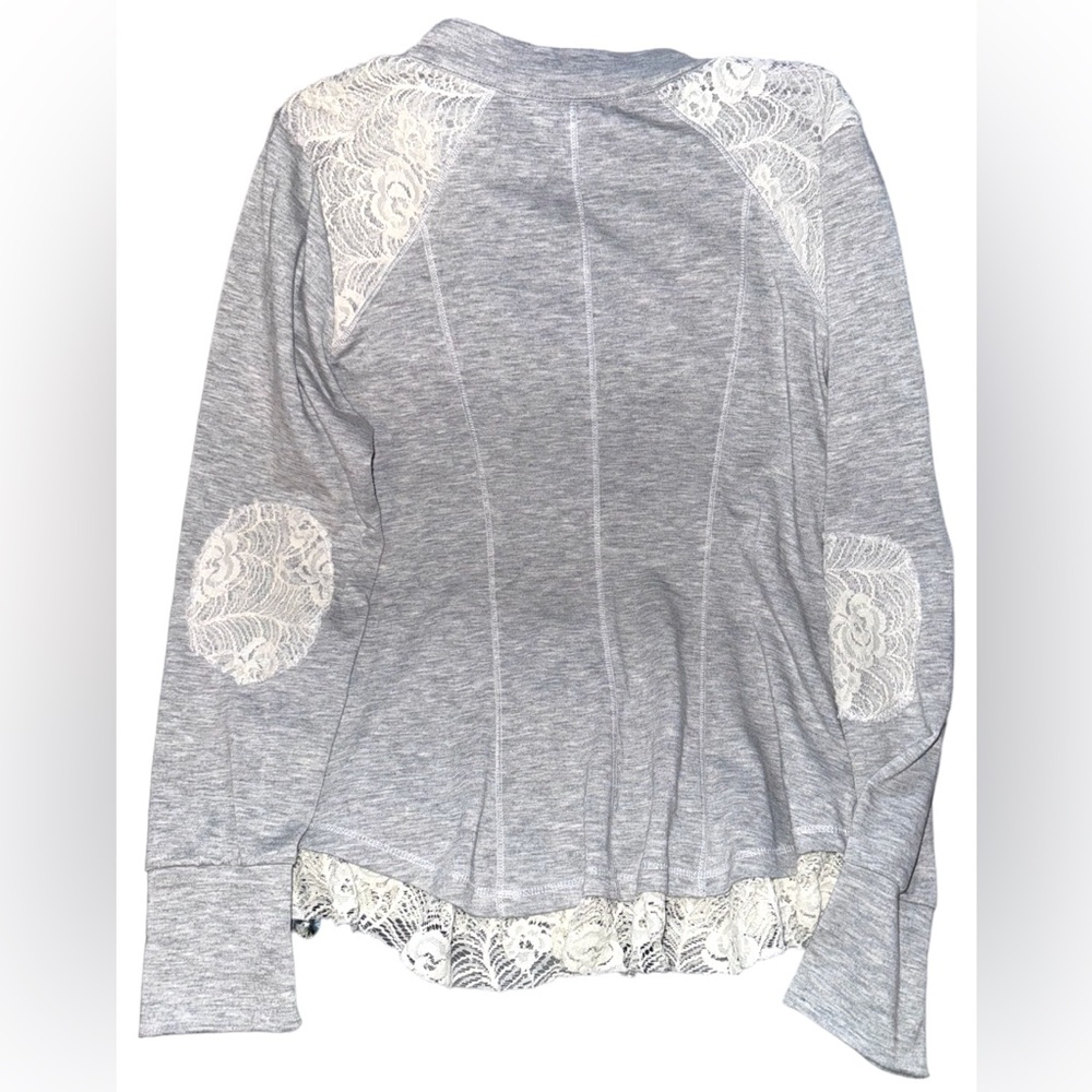 Francesca's Collections Gray Jacket With Lace - Picture 5 of 6